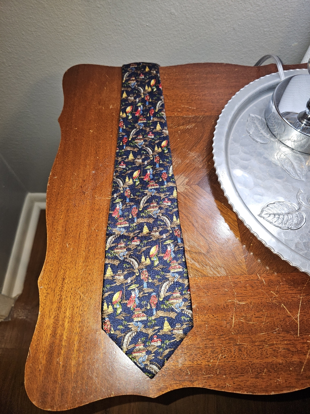 Navy Floral Pattern Men's Tie - Kilgour, French & Stanbury 100% Silk